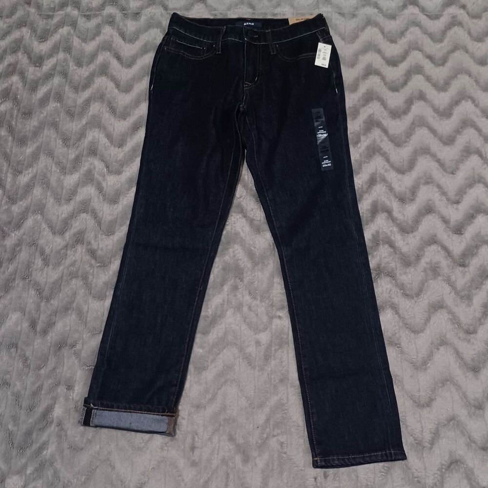 Aero Mens Size 28x30 Blue Real Original Denim Slim Straight Jeans NWT
